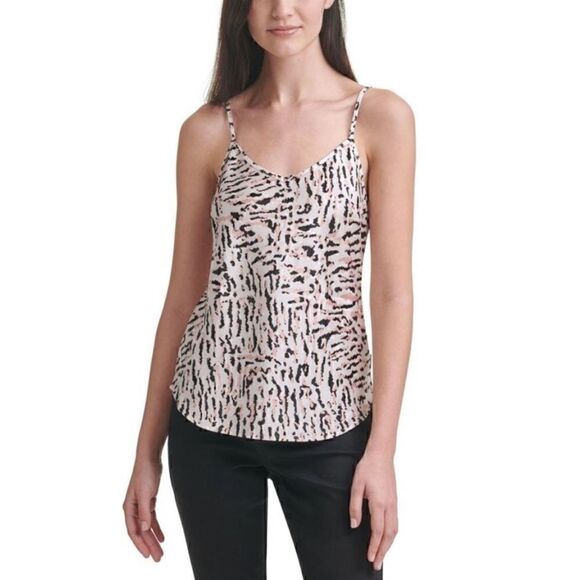 Calvin Klein Womens Printed Charmeuse Tank Top,Medium - Picture 1 of 4